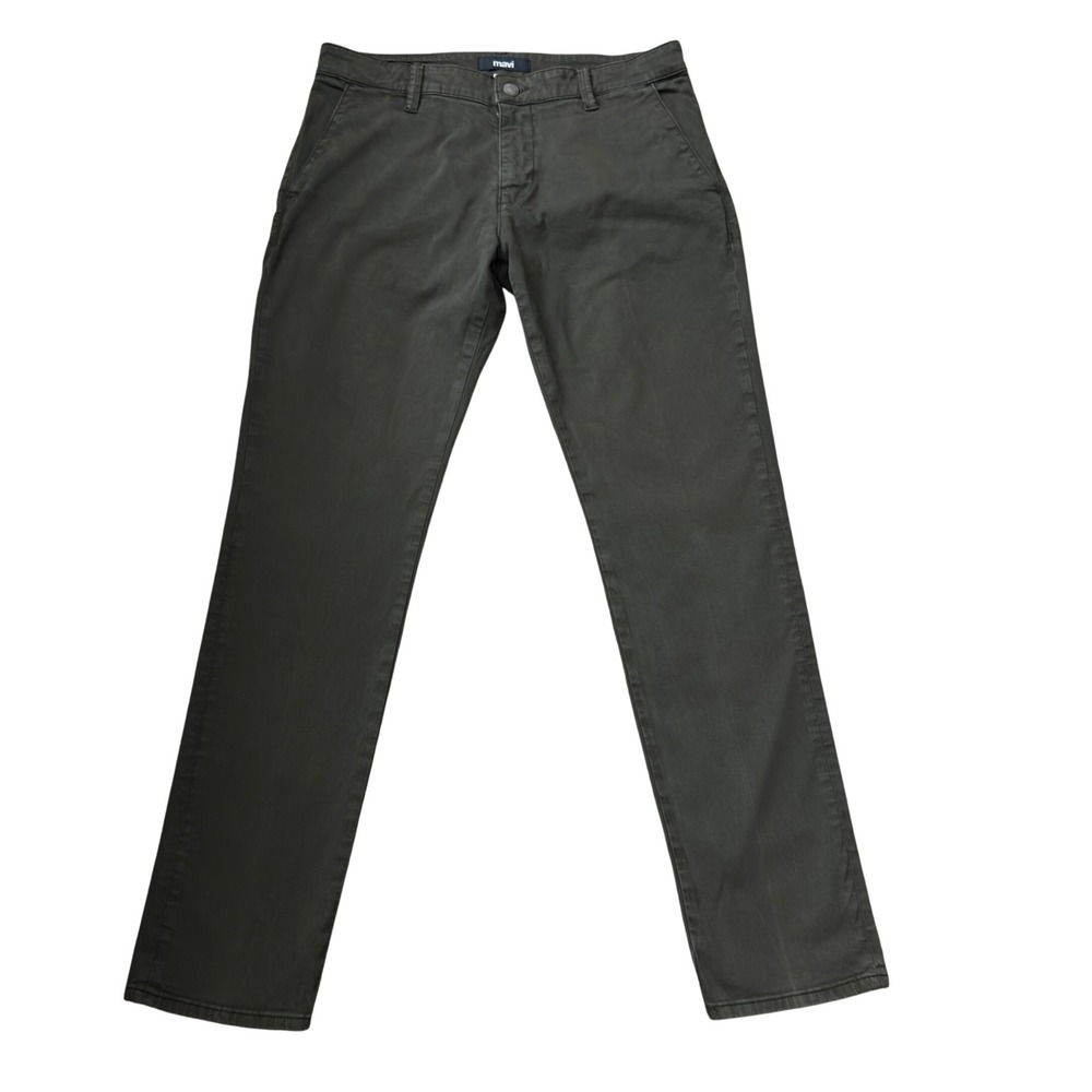 Mavi Johnny Slim Chino Pants 33x32 Dark Olive‎ Green Cotton Stretch M0074 BB12